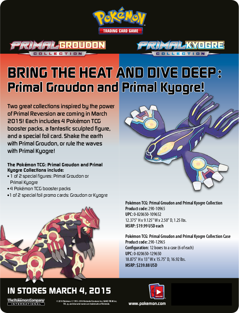 Primal Groudon Collection and Primal Kyogre Collection Sell Sheet